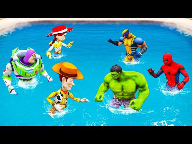 GTA 5 Toy Story vs Superheroes Team Crazy Ragdoll & Jumps (Funny)