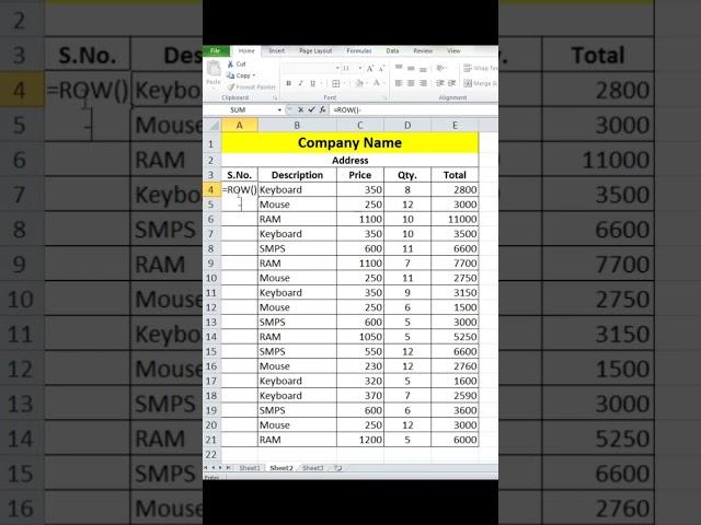 Auto Update Serial Number in Excel| #excel #exceltutorial @tausifeduworld