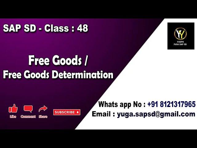 SAP SD- Class 48: Free goods / Free goods determination || Your's Yuga SAP SD