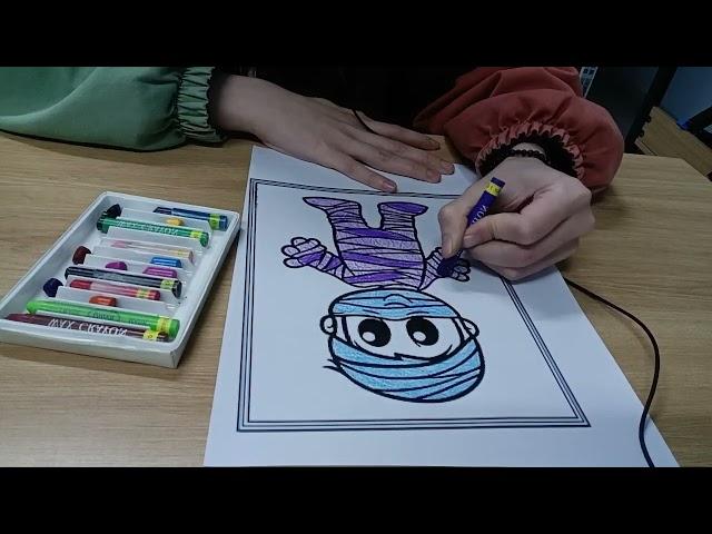 Instructions for coloring a fun mummy picture