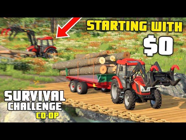 STARTING WITH $0 BUT AS A TEAM! | Survival Challenge CO-OP | FS22 - Episode 1