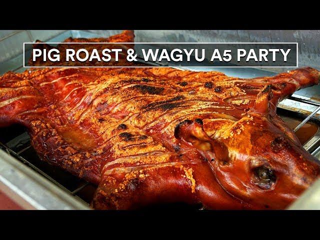 How to Roast a Pig! GUGA'S BBQ PARTY - Wagyu, Dry-Age Steaks, Crispy Skin