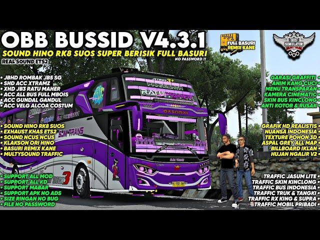 OBB BUSSID V4.3.1 SOUND HINO RK8 SUOS SUPER BERISIK FULL BASURI | Grafik Ets2 Hd Realistis | Bussid