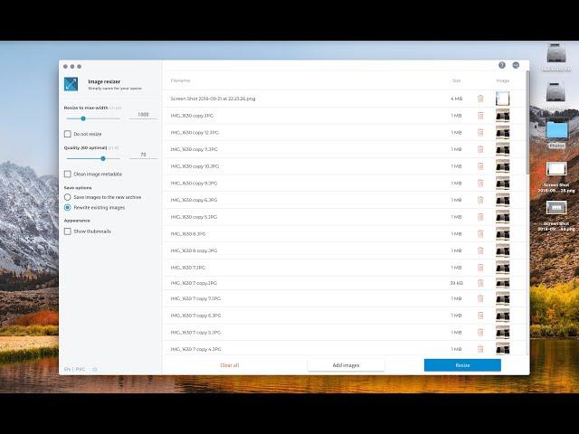 Image Resizer Tech for Mac OS  - app for batch image resizing