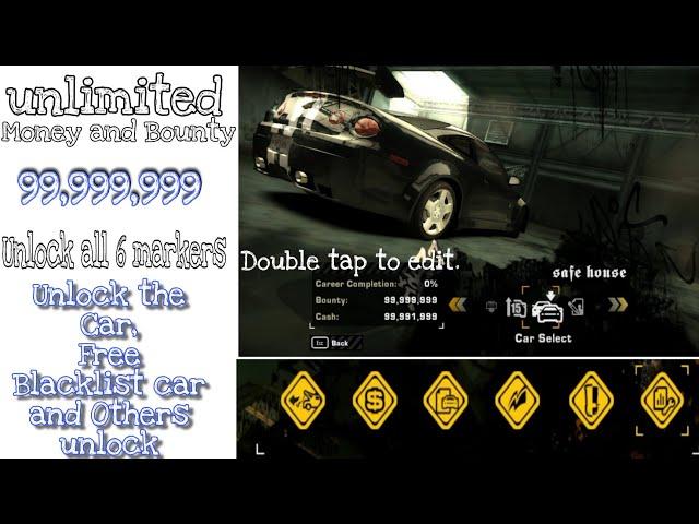 NFS MW unlimited ,Bounty and unlock all six marks from Blacklist |all 15 cars| 100% working
