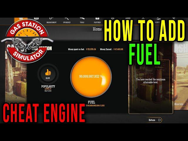 HOW TO ADD FUEL (CHEAT ENGINE) - Gas Station Simulator