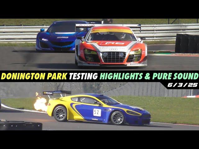 Donington Park Testing, Crashes/Pure Sound (Aston Martin DBRS9, Honda NSX GT3, Super GT Audi) 6/3/25