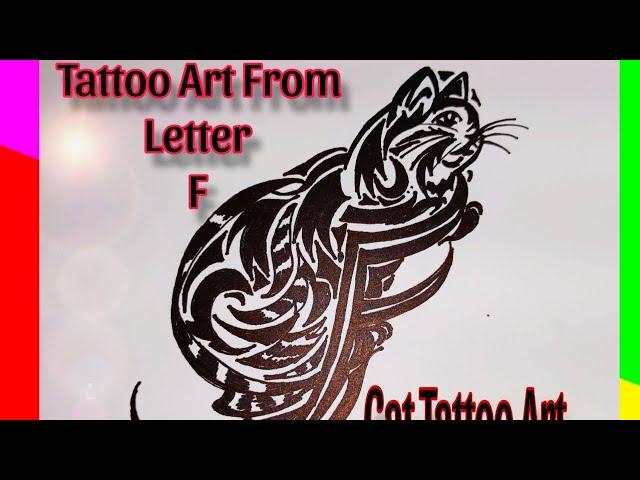 Tattoo Art From Letter F  l How to make easy tattoo art #tattodesigns #drawing