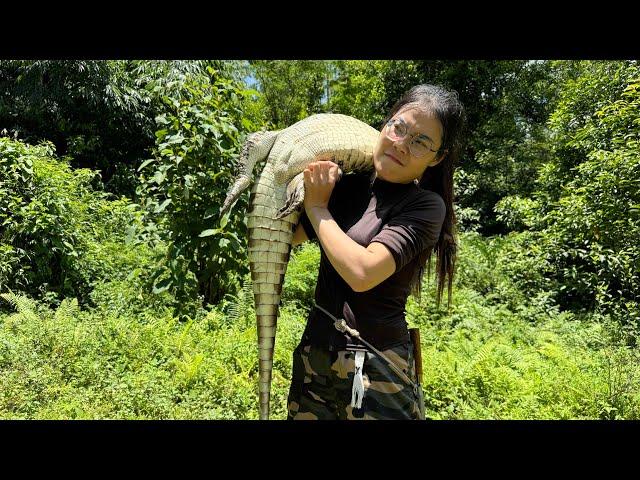 Full video: 60 days survival alone, make a hideout in the tree, set a crocodile trap, pet care...