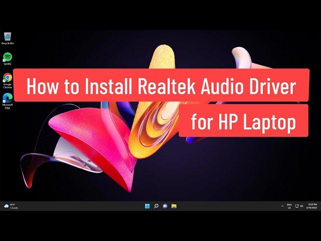 Install Realtek Audio Driver for HP Laptop