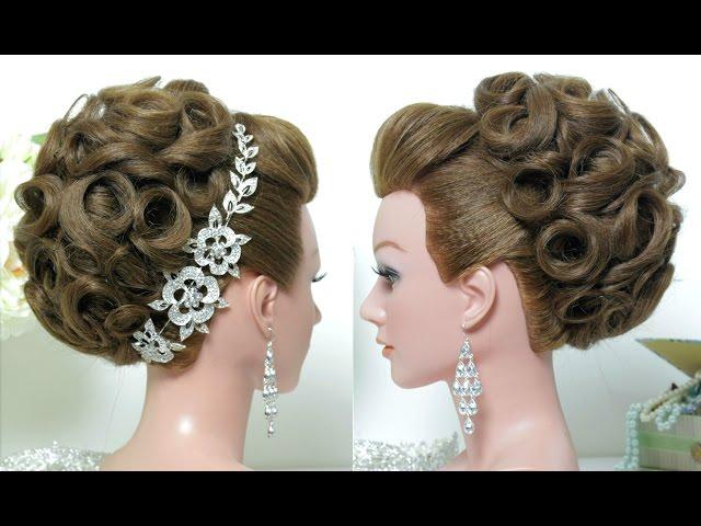 Bridal hairstyle. Wedding updo for long hair tutorial.