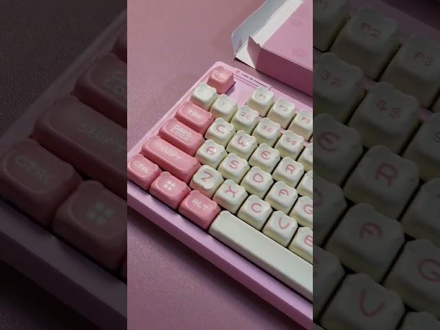 Updating my keycaps to Sakura bear double shot  #cutestuff #keycaps #shorts #sakura #pink #cute