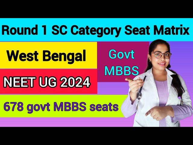 Round 1 sc category seat matrix neet 2024 west bengal / sc category govt mbbs seats 2024 #neet2024