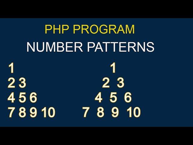 Number Pattern Program in PHP | Pyramid Number Pattern