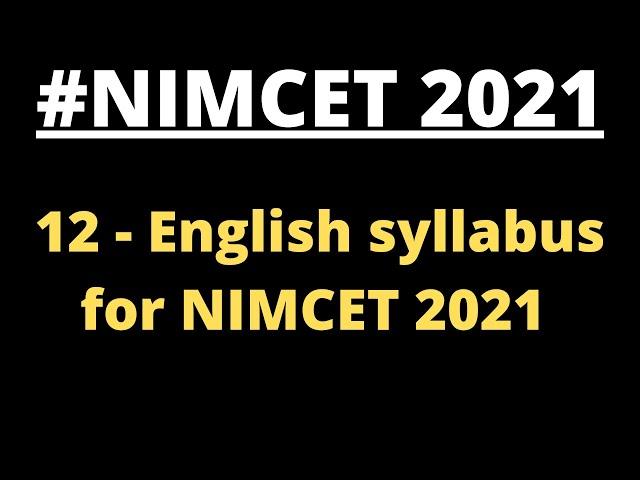 12 - English syllabus for NIMCET 2021 || #education4all