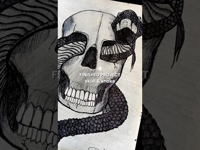 SKULL & SNAKE  #project #art #2024 #drawing #sketch #penart #fyp #shorts #viral #aesthetic #style