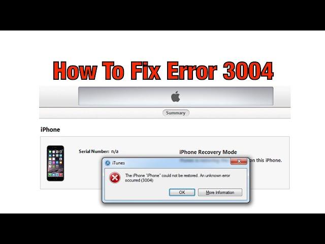 The iPhone Could Not Be Restored. An Unknown Error Occurred(3004) iTunes Fix