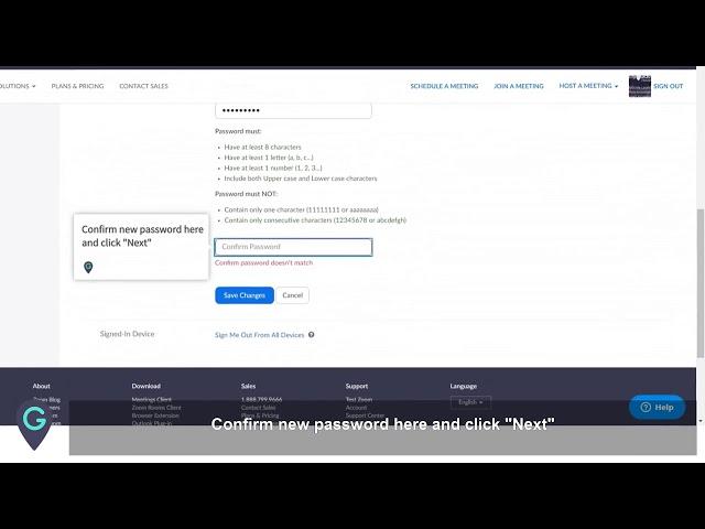 MyGuide: How to change Sign In Password of Zoom web profile