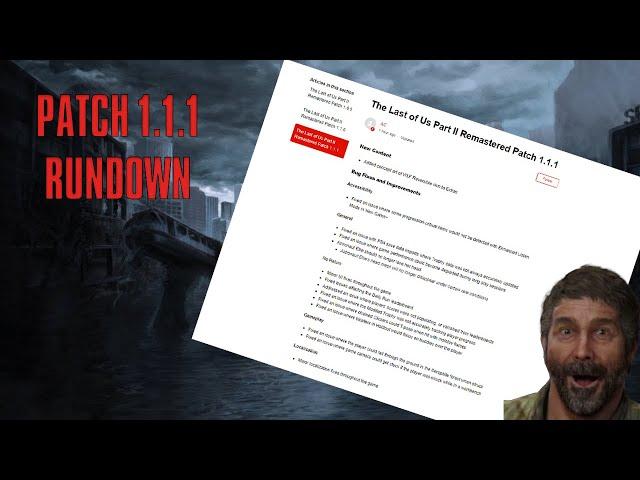 TLOU 2 Remastered Patch 1.1.1 Rundown | Smol patch but gud changes