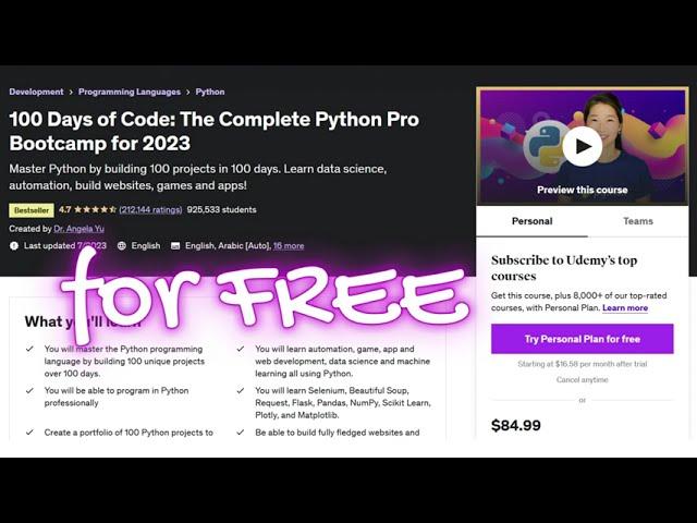 100 Days of Code: The Complete Python Pro Bootcamp for 2023 - Dr. Angela Yu