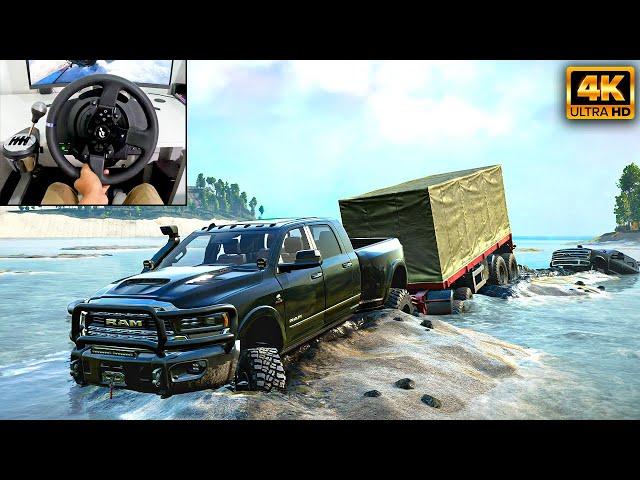 Dodge RAM 3500 | Trailer Recovery | SnowRunner | Thrustmaster T300RS gameplay