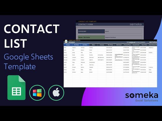 Contact List Google Sheets Template | Printable Contact List Database