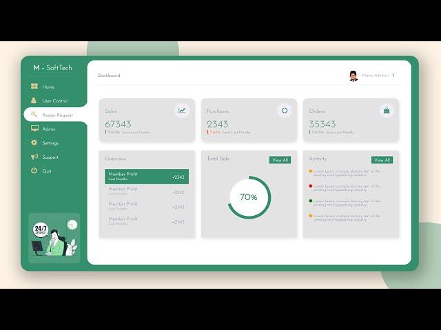 Admin Dashboard Page HTML And CSS Step By Step | Dashboard Design