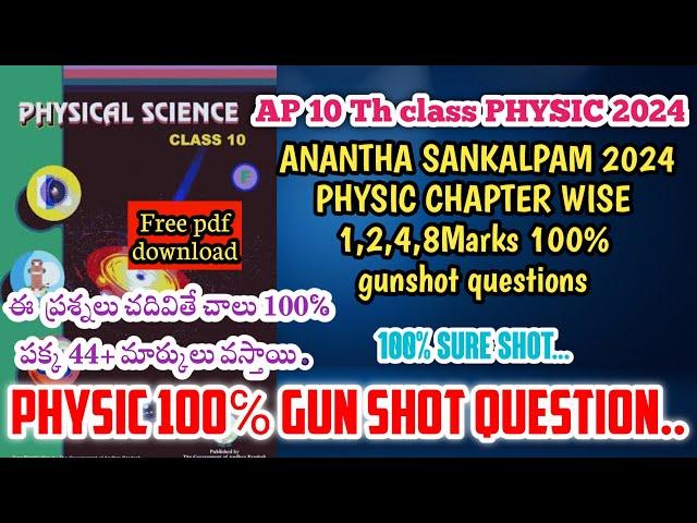 Ap 10th Physic chapter wise 100% gunshot 1,2,4,8Marks important question 2024|| 50/50 marks guarante