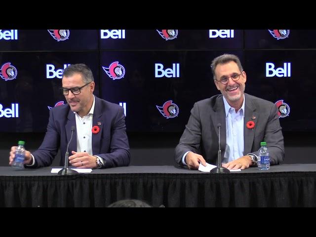 Michael Andlauer and Steve Staios address the media to announce changes to hockey operations