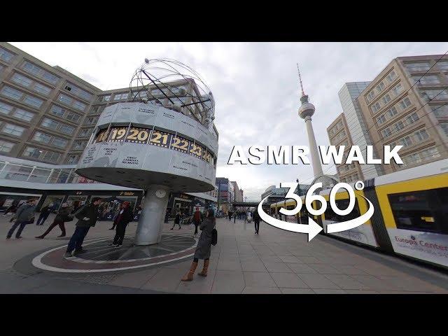 【360°】WALKING BERLIN with ASMR sound. From Alexanderplatz to Checkpoint Charlie and Berlin Wall