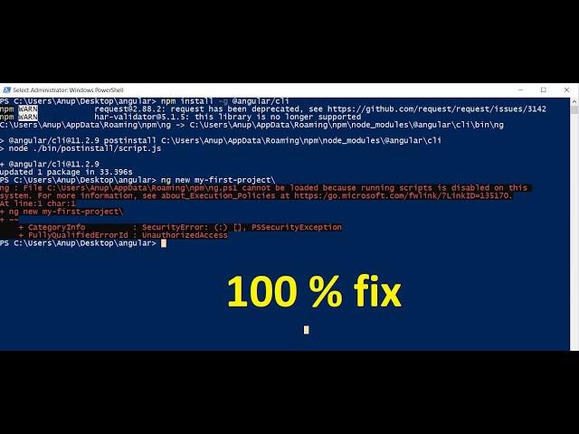 angular error ng ng.ps1 cannot be loaded because running scripts is disabled on this system.