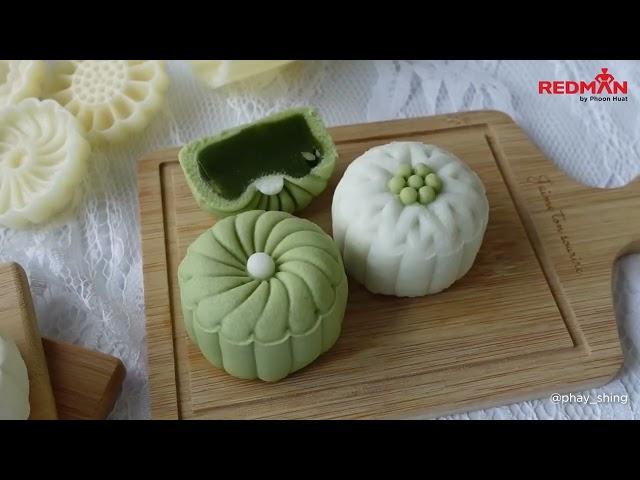 Green Tea Snow Skin Mooncakes | Ombre Fuchsia Snow Skin Mooncakes No-Bake!