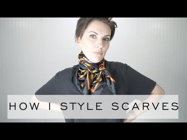 How I STYLE SCARVES to ADD EDGE to my outfits : Scarf Tying : Minimalist Fashion : Emily Wheatley