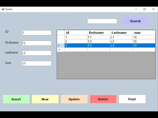 learn c# - Insert, Update, Delete and search(CRUD) in SQL Server Database & Print with code