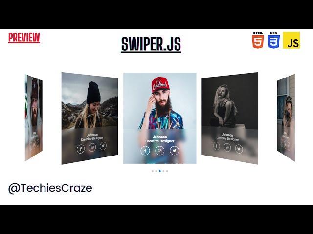 PREVIEW | Profile Cards Slider using swiperjs  using HTML & CSS | TechiesCraze | Code Scientist