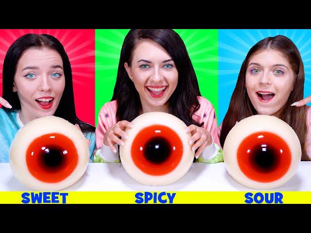 ASMR Sweet vs Spicy vs Sour Food Challenge By LiLibu #3