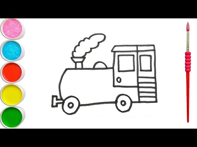 How to Draw a Train locomotive / Easy drawing for beginners / Watercolor painting #tagyoutube #100