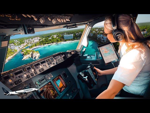 Boeing 737 Stunning LANDING SPAIN MENORCA Airport RWY 01 | Cockpit View | Life Of An Airline Pilot