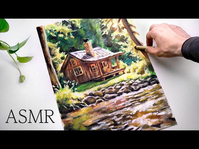 ASMR Drawing a Wooden House, very relaxing (no talking)