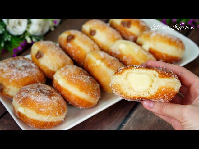 Airy doughnuts with custard! Simple and very tasty!