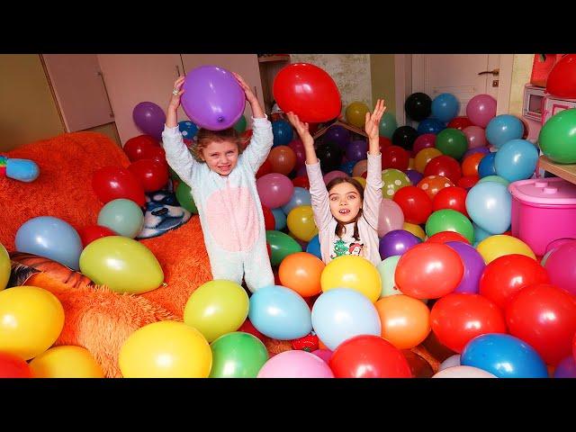 Balloon room | Children Play and Break Balloons | Kids Video