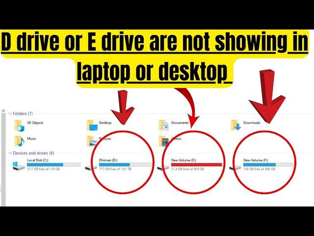 How To Fix D Drive Or E Drive Not Showing My Computer // E Drive Or D Drive Missing My Computer