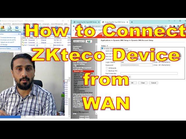 How to Connect ZKteco Attendance machine from WAN Remote location download log Port Forwarding ddns