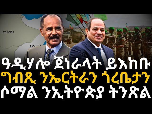 ግብጺ ንኤርትራን ጎረቤታን ክትዓርቅ  ዓዲሃሎ ጀነራላት ይእከቡሶማል ንኢትዮጵያ ትንጽል