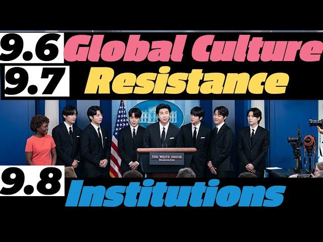 AP World History 9.6 Globalized Culture, 9.7 Resistance to Globalization & 9.8 Global Institutions