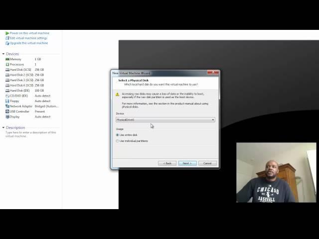 Using a dedicated physical disk for a VM - VMware Workstation 9