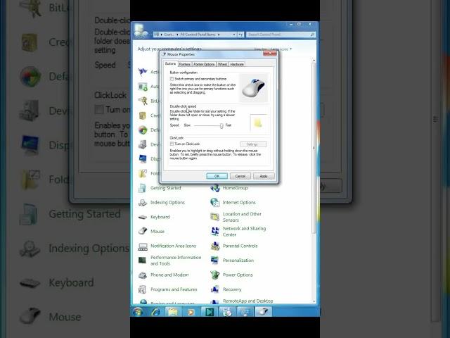 how to double speed click in windows 7