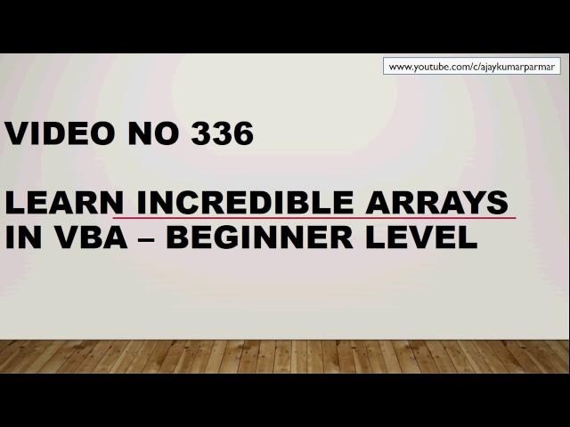 Learn Excel - Video 336- VBA Arrays - Basic Level 1