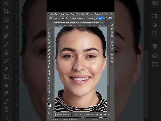 Skin Retouching Using Ai GENERATIVE FILL in Photoshop #skinretouch #photoshop2023 #photoshoptiktok