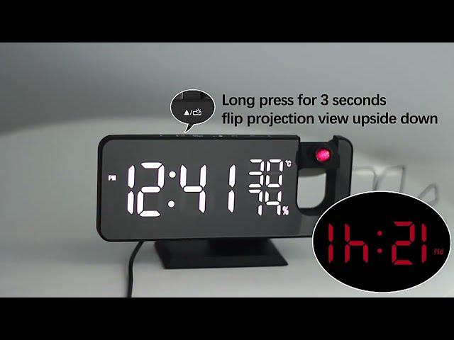 LED Digital Projection Alarm Clock - USB - Wake Up -FM Radio